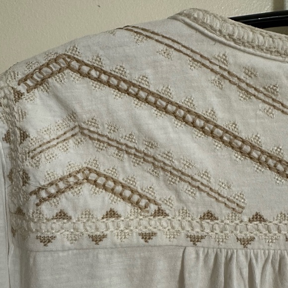 Lucky Brand Cream Relaxed Tunic with Embellished Yoke - Picture 9 of 16